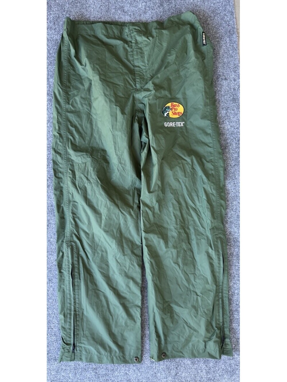 Bass Pro Shops GORE-TEX Rain Pants Mens Large Green Waterproof Packable Fishing